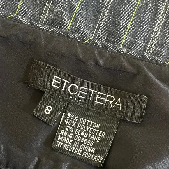 Etcetera Blue Green Striped Pleated Hem Skirt Sz 8 - Picture 6 of 7